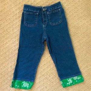 Hartstrings Jeans with green fabric trim hem